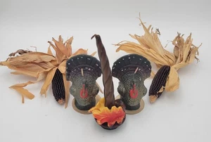 Thanksgiving Gurley Turkey 3 Candle Lot Center Piece, Mantle Piece - Picture 1 of 9