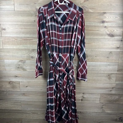 Soft Surroundings Womens Dress Gayle Tartan Plaid Maxi Long Sleeve Belted 22W - Image 1 of 4