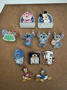 Lot of 11 Authentic Disney Pins, Hidden Mickey Pins, Stitch, Star Wars, 25 Years - Picture 1 of 2