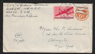 WWII US APO JAPAN AIR MAIL LETTER + BOMBER NOSE ART PINUP GIRLS + COVER 1945 - Image 1 of 4