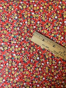 Vintage kleine Ditzy Calico Blumen Cottagecore Baumwollstoff Puppe rot 1 Yard x 37" - Bild 1 von 5
