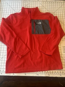 2014 The North Face Apex Soft Shell Fleece Jacket Mens Large Red Gray 1/4 Zip - Picture 1 of 8