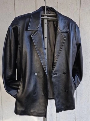 Isabella птица черная кожаная куртка двубортный женщин большой лацканы новом - Изображение 1 из 4