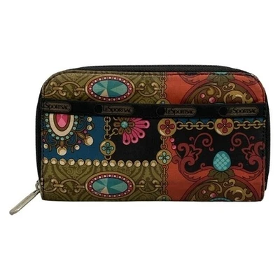 Lesportsac длинный бумажник - черный оранжевый мульти круглый молнии - Изображение 1 из 4