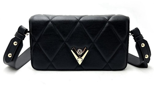 Borsa trapuntata Valentino Orlandi nera diamantata tracolla prezzo al pubblico consigliato $279