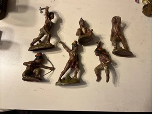 Vtg. (6) 10.5cm Rare Elastolin Composition Indians 1930 40 PRE- WWII - Picture 1 of 18