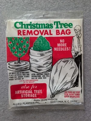 Vintage Christmas Tree Removal Bag 144 in x 90 in Allied Plastics 4033 - Image 1 of 4