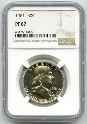 1961 Franklin a Prova Di Argento Mezzo Dollaro NGC PF67 Certificato - P726 - Immagine 1 di 2