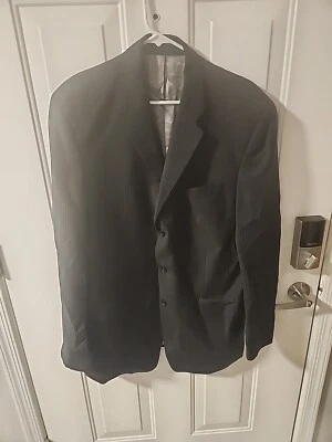 Chaqueta de traje Calvin Klein Lord & Taylor para hombre talla 42L 3 botones negra a rayas Foto 1 de 4