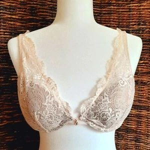 ThirdLove Bra Women's 36A 1/2 Pink Nude Lace Contour Plunge Romantic Lingerie - Picture 1 of 6