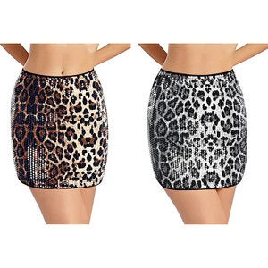 Frauen Kleid Bodycon Rock Festivals Minirock Leopard Druck Streetwear Kurz - Picture 1 of 21