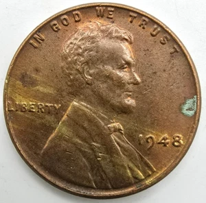 1948 P Lincoln Wheat Cent Woody XF/AU Wood Grain Penny Improper Alloy Mix Error - Picture 1 of 4
