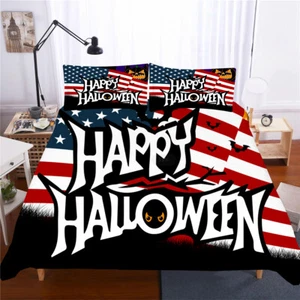 Halloween Flag Bat Twin/Full/Queen/King Size Bed Duvet/Quilt Cover Set Bedding - Picture 1 of 2