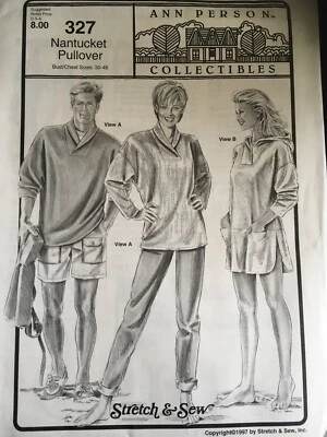 Pattern Stretch & Sew 327, Nantucket Pullover, unisex, Ann Person, Sz 30-48  - Image 1 of 2