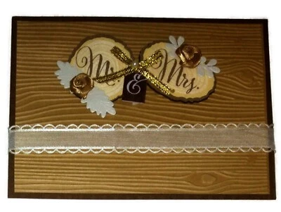 Tarjeta de felicitación BODA - Sr. y Sra. MADERA - Hecha a mano tamaño A2 con sobre OFERTA Foto 1 de 2