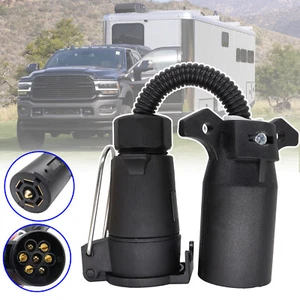 7 Way Blade to 7 Pin Round Trailer RV Cars Adapter Plug Socket Wiring Connector - Picture 1 of 6