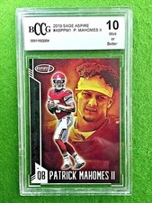 PATRICK MAHOMES GRADED CARD JERSEY #15 CHIEFS BECKETT BCCG 10 GEM MINT 2019 Sage