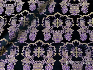 Vestiduras litúrgicas eclesiásticas brocado griego metálico con trigo y uvas - Imagen 1 de 21