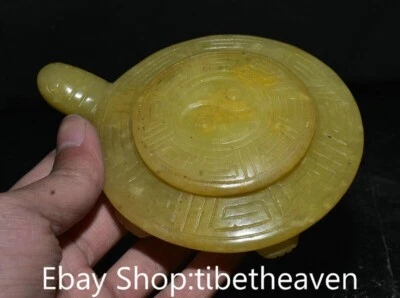 "Piedra tinta tapa tortuga palacio dinastía jade amarillo antigua china de 5"" rara" Foto 1 de 4