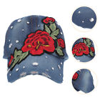 Womens Sun Hats Embroidered Floral Caps Denim Baseball Running