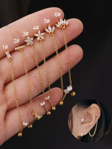 Ohrring Piercing Knorpel Ohrstecker Edelstahl Schraubverschluss Zirkon ≌ - Bild 1 von 31