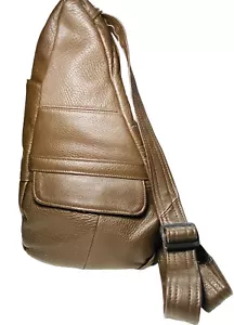 Damen Herren Braun Coco Sling Bag Echtleder Riemen Schultertasche Crossbody - Bild 1 von 12