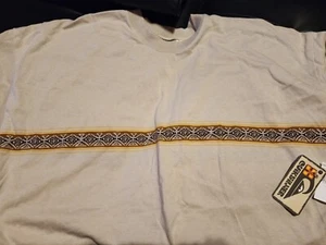 Quicksilver Vintage braunes Shirt Large Skateboard Hibiskus vorne hinten neu mit Etikett selten - Bild 1 von 6