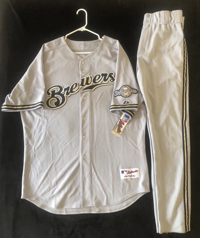 Milwaukee Brewers Authentic Majestic Road Grey Jersey sz-52 & Pants 36-40 New! Cover