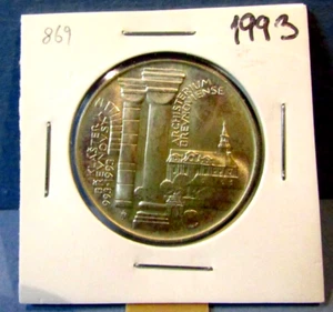 1993 Czech Brevnov Cloister Silver BU Coin 100 Korun Czechoslovakia Slovakia - Picture 1 of 2
