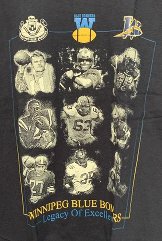 Vintage WINNIPEG BLUE BOMBERS Legends CFL Football Pictorial Graphic T-Shirt XL Cover