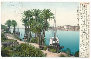 Nile River Cairo Egypt Fishing Boats Le Caire Egypte Postcard Posted 1906 - Picture 1 of 2