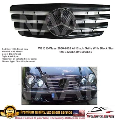 2000 2001 2002 E-Class All Black Star Front Grille Black Star E320 E500 E55 - Image 1 of 4