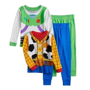 Disney Pixar Toy Story Woody and Buzz Uniform Pajama 4Piece Set for Boys 18M NEW - Picture 1 of 8