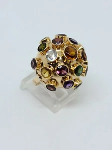 18K Yellow Gold Multi Natural Gemstone Dome Ring Size 6.25 MSRP $8,500 - Picture 1 of 11
