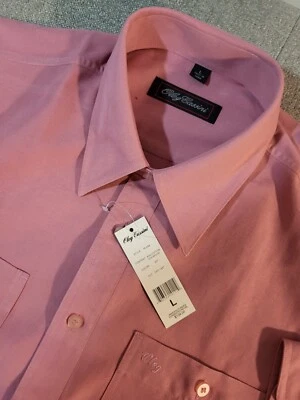 Oleg Cassini 男式纽扣长袖衬衫 L 码粉色/红色 $139 msp — 第 1/4 张图片