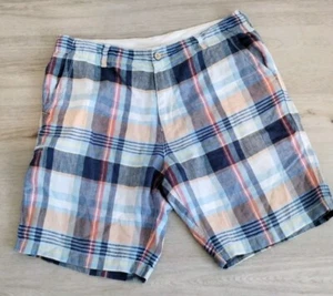 Tommy Bahama Shorts Relax 100% Linen Colorful Plaid Chino Summer Mens 34 - Picture 1 of 9