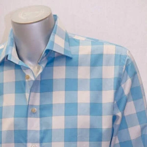 Men's Rufus Sky Blue | White Plaid Long Sleeve Button Down Shirt NWt - Picture 1 of 4