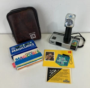 Kodak Pocket Instamatic 10 Camera w/ Leather Case & Flash Cubes - UNTESTED - Picture 1 of 12