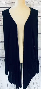Blakeley kleine mittlere Damen-Strickjacke schwarz offen vorne gestrickt leichte Taschen - Bild 1 von 9