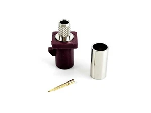 10 Stück Auto Fakra SMB gerade Stecker Klemme RG58 Code D Bordeaux GSM Handy - Bild 1 von 6