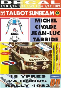 DECAL TALBOT SUNBEAM LOTUS M.CIVADE YPRES R. 1982 65th (08) - Picture 1 of 1