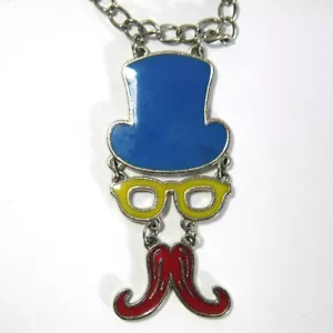 Mustache Top Hat 26" Necklace CAPTAIN FANTASTIC Steampunk 1970s Kitsch Glasses - Picture 1 of 4