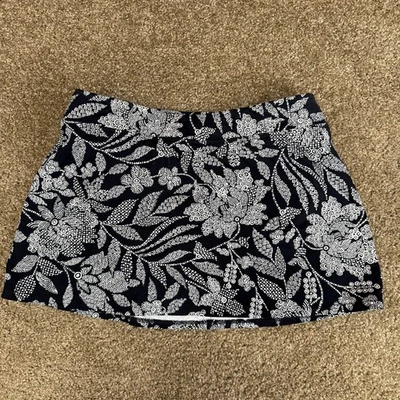 Lands' End Swim Skirt Womens 8 Black Floral Stretch Built In Brief Resort Wear - Image 1 of 4