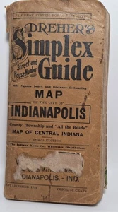 Drehers Simplex Street Guide Map Indianapolis & Central Indiana IN 1924 - Picture 1 of 5