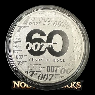 2022 Tuvalu 1 oz .999 Silver “60 Years of Bond” Coin – Capsule Kept – BU 🔥 - Image 1 of 2