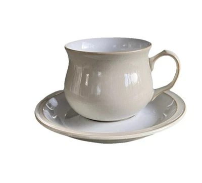 Denby Linen  Tea Cup & Saucer Oatmeal - three available sold individually - Image 1 of 4