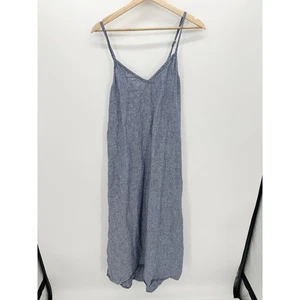 Artisan NY Blue Linen Sleeveless Maxi Dress Lagenlook V-Neck StrapWomen Size 6  - Picture 1 of 9