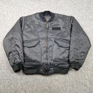 Vintage CWU 45 Jacket Mens Large Black Cold Weather Flight Bomber Military Pilot - Picture 1 of 9