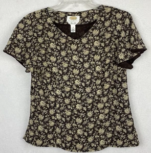 Blusa Talbots Petites 10 Mujer Top de Seda Vintage Hecha en Corea Cremallera Lateral Marrón - Imagen 1 de 9