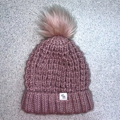Abercrombie Niños Gorro Tejido con Pompón, Rosa Malva, Invierno Foto 1 de 4